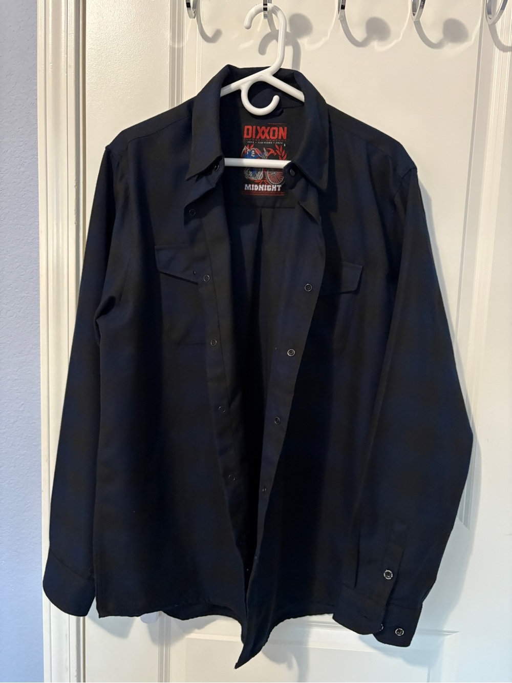 Dixxon Shirt Mens Sz. Large Shadow Flannel Midnight 10YR Pearl Snap